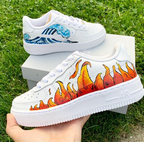 Custom Shoes Air Force Fire-Water AF1s Wave And Flame Air Force ...