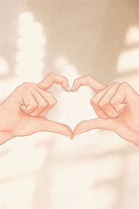 Cute heart hand gesture aesthetic illustration background | premium ...