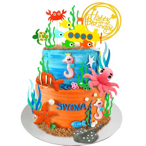 Buy 22 PCS Sea Ocean Theme Birthday Cake Decoration Toppers Ocean ...