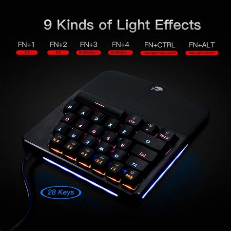 One handed Mechanical Keyboard 28 Keys with Backlight Single Hand ...