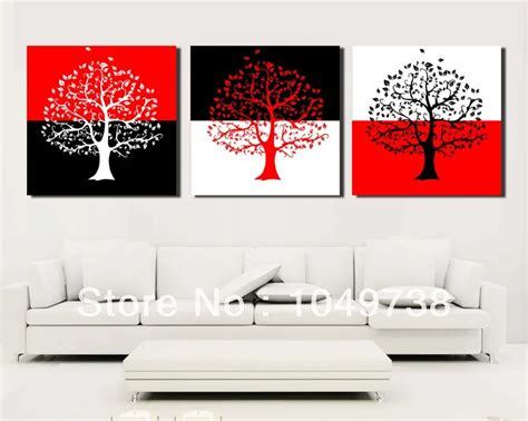 Free shipping 3 piece canvas wall art black and red wall decor black ...