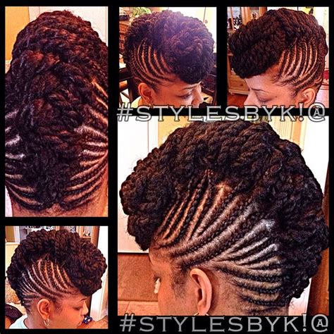 Braid cornrow mohawk with marley twists Updo natural hair | Natural ...