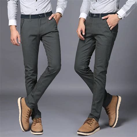 Lguc.H Brand Business Casual Men's Classic Trousers Tight Men's Clothing Pencil Pants Pocket ...