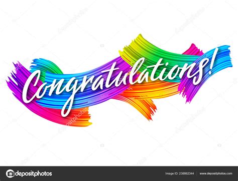 Congratulations Banner with Colorful Paint Brush Strokes. Congrats Vector Card. Congratulations ...