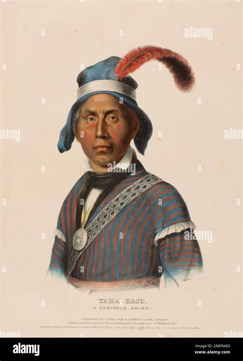 YAHA-HAJO. A SEMINOLE CHIEF., from History of the Indian Tribes of North America ca. 1842 by ...