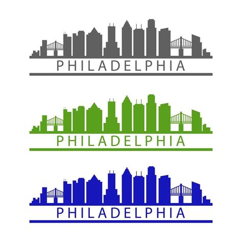 Philadelphia skyline illustrated on white background 3336990 Vector Art ...