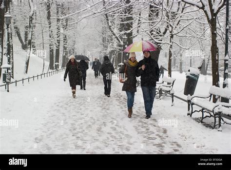 Krakow, Poland. 25th January, 2015. Poland Weather: The steady snowfall ...