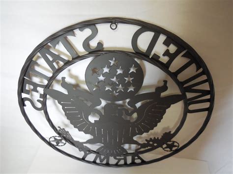 24" USA ARMY MILITARY METAL WALL ART DECOR VINTAGE RUSTIC BRONZE WESTE ...