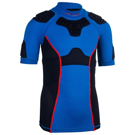 R500 Kids' Rugby Shoulder Pads - Blue Offload - Decathlon