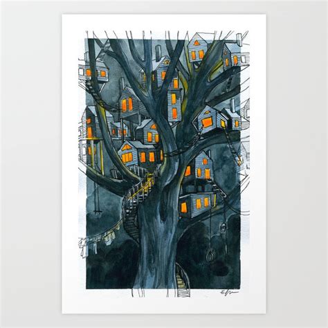 Tree Village Art Print by E Jordan | Society6