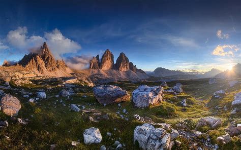 HD wallpaper: photography, nature, landscape, summer, sunset, stones, Dolomites (mountains ...