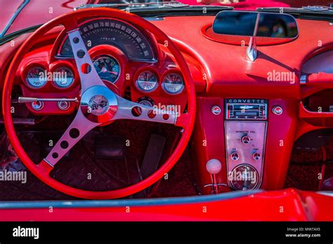 1962 Chevrolet Corvette dashboard and interior at a classic car show Stock Photo - Alamy