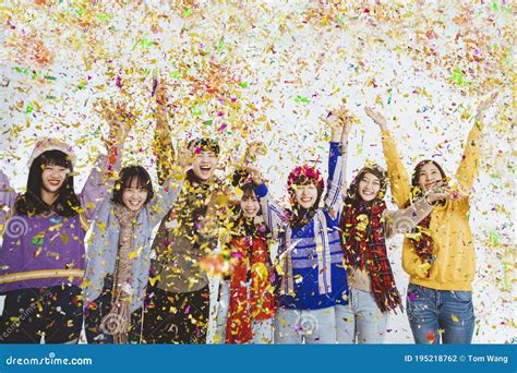 Happy Young People Celebrating New Year Holiday and Christmas Stock Photo - Image of asian ...