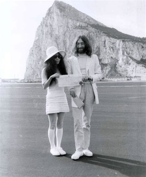 John Lennon and Yoko Ono in Gibraltar on their wedding day, 20 March 1969 | The Beatles Bible