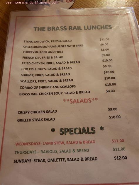 Online Menu of Brass Rail Restaurant, Alturas, California, 96101 - Zmenu