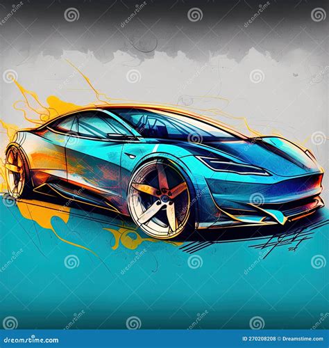 Modern Electric Car Design, Sketch. Generative AI Stock Illustration ...