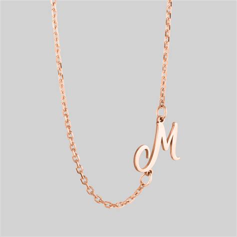 Side Cursive Letter Necklace - Elegant Daily Detail-Rose Gold Plated