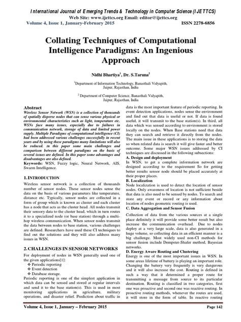 Collating Techniques of Computational Intelligence Paradigms: An Ingenious Approach | PDF ...