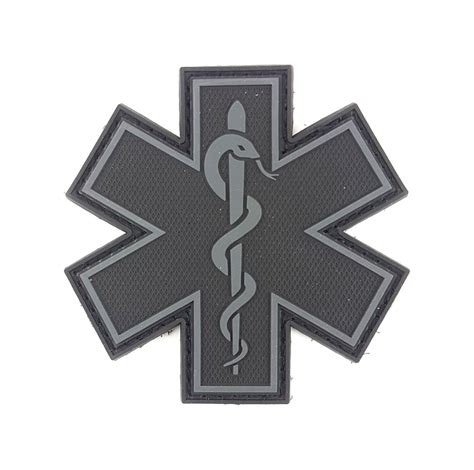 PVC Morale Patch - EMS Star of Life - Single Snake - Black & Grey - Tactical Innovations Canada