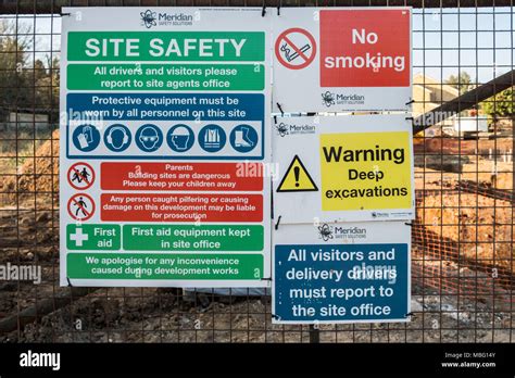 Site Safety Signs at construction building site in Henley on Thames ...