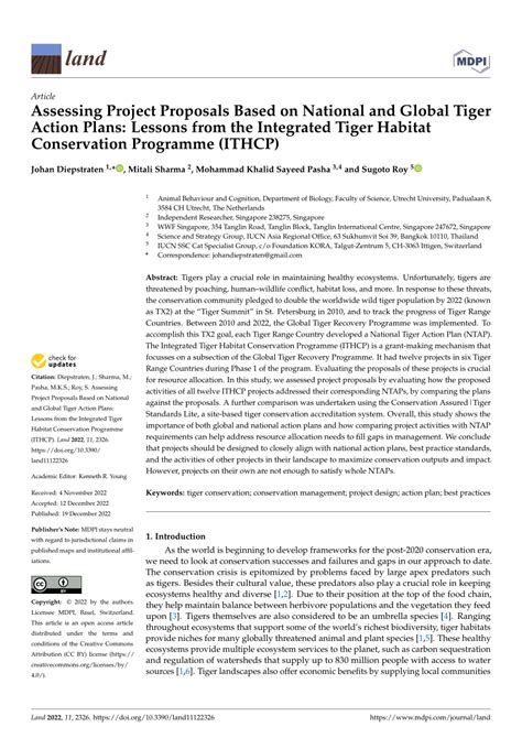 (PDF) Assessing Project Proposals Based on National and Global Tiger ...