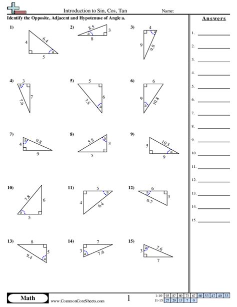 Introduction to Sin, Cos, Tan Worksheet Download