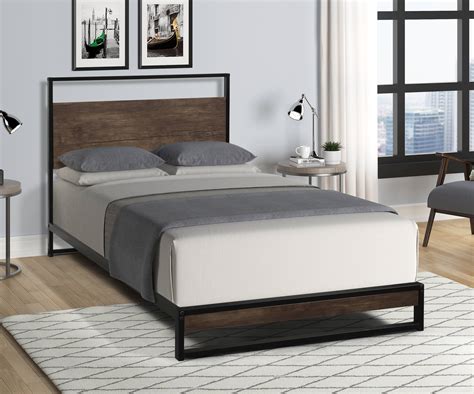 Twin Platform Bed Frame, Industrial Metalen Twin Size Bed with Headboard & Metal Slats ...