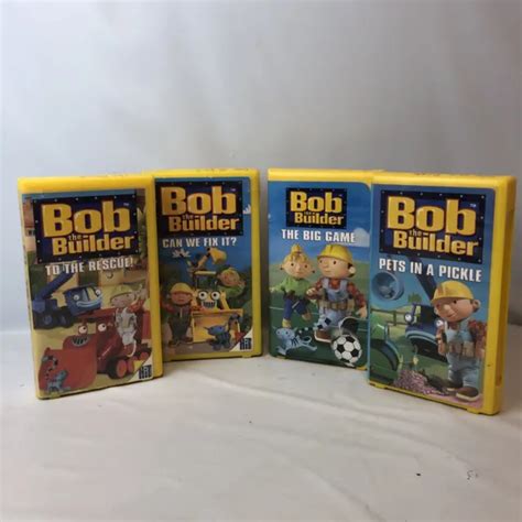 BOB THE BUILDER VHS Tapes, Lot of 4 — Yellow Clamshell Tapes, Tested ...