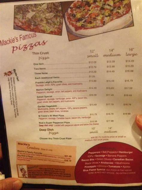 Mackie's Pizza Menu, Menu for Mackie's Pizza, Marion, Marion ...