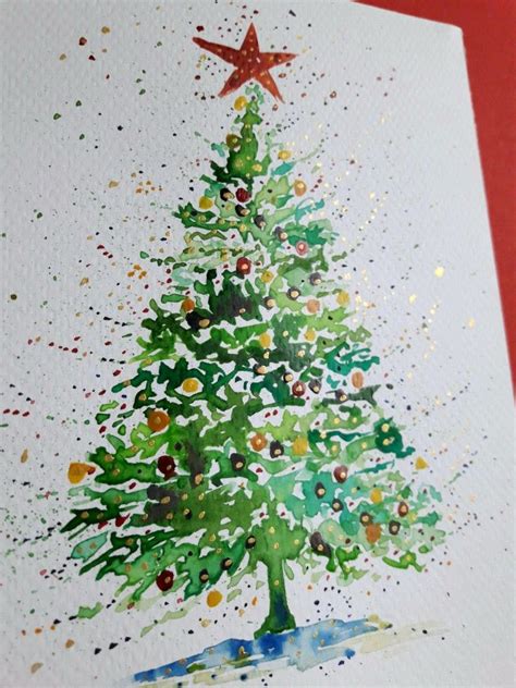 Watercolor Christmas Tree Card Watercolor Christmas Tree, Christmas Tree Painting, Christmas ...