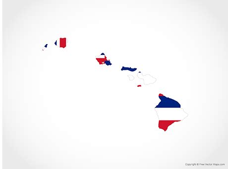 Printable Vector Map of Hawaii - Flag | Free Vector Maps