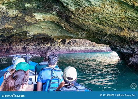 Sightseeing Speedboat at the Benagil Caves. View of Benagil Cave from Inside Editorial Stock ...