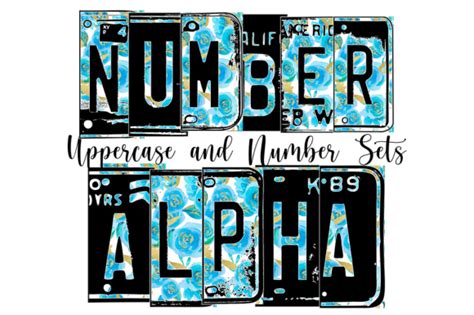 Blue Floral Number Plate Alphabet Graphic by FreeSublimations ...