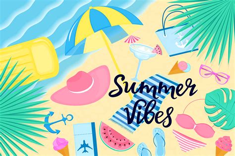 Summer vibes. Set of clipart, prints and patterns By LiluArt ...