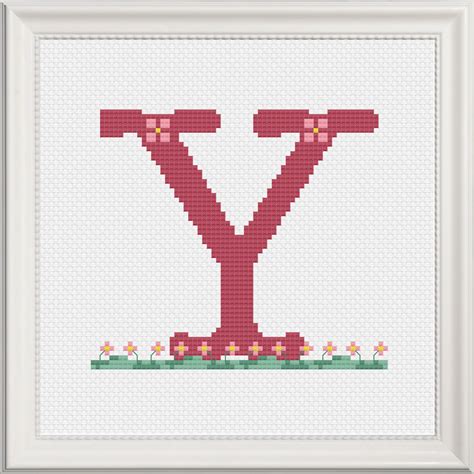 Monogram Y Cross stitch pattern letter Y with flowers | Etsy