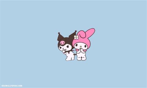 Super Cute Sanrio Wallpaper Ideas : Kuromi & My Melody on Blue Background for Laptop - Idea ...