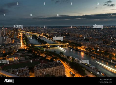 Paris night city view from Eiffel tower Stock Photo - Alamy