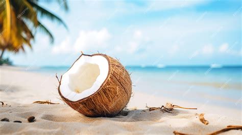 Premium AI Image | Coconut on the beach beach background Created with ...