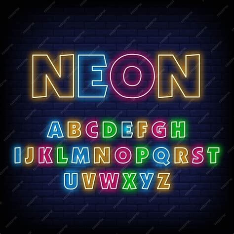 Premium Vector | Alphabet neon sign