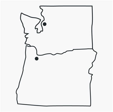 Oregon Washington Map - Washington Oregon Map Black And White, HD Png ...