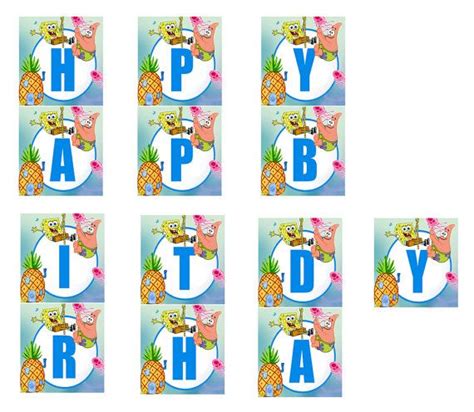 Spongebob Happy Birthday Banner by digitalparties on Etsy, $5.00 | Spongebob birthday, Spongebob ...