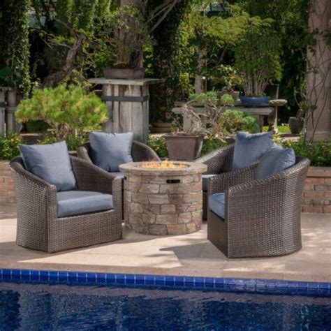 Zippa Outdoor 5 Piece Wicker Swivel Club Chair Fire Pit Chat Set, 1 unit - Kroger