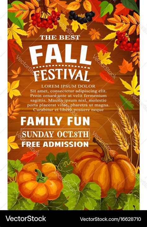 Fall festival poster of autumn harvest template Vector Image