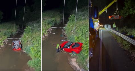 [ACCIDENT] Tow Truck Driver Goes Fishing for a C6 Corvette that Crash Landed in a Creek ...