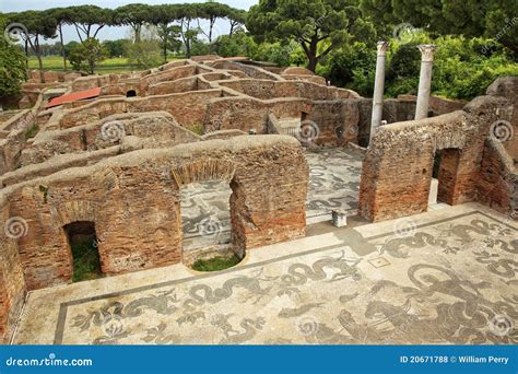 Ancient Roman Baths Mosaic Ostia Antica Rome Royalty Free Stock Photos - Image: 20671788