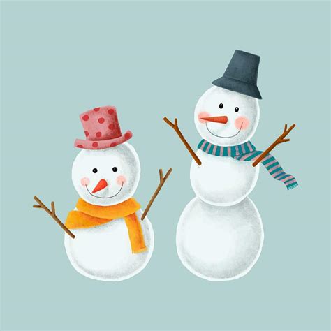 Winter snowman psd hand drawn illustration