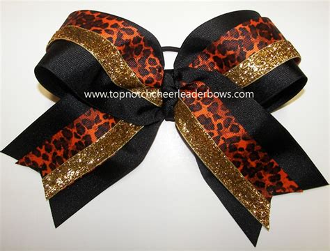 Cheetah Print Orange Cheer Bow, Cheetah Orange Black Cheer Bow