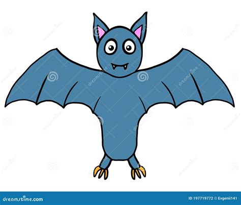 Vector Cartoon Blue Bat on White Background Stock Vector - Illustration ...