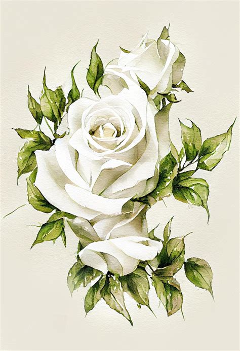 Premium Photo | Illustration of White Rose in Watercolor Painting Style