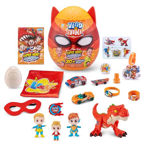 Walmart Exclusive Vlad & Niki Superhero Surprise Egg (Red) with Glow In The Dark Dinosaur ...